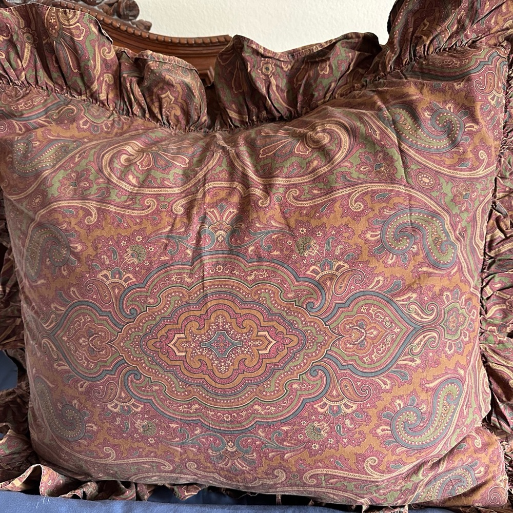 Vintage Ralph Lauren Paisley Euro shams and queen bed skirt